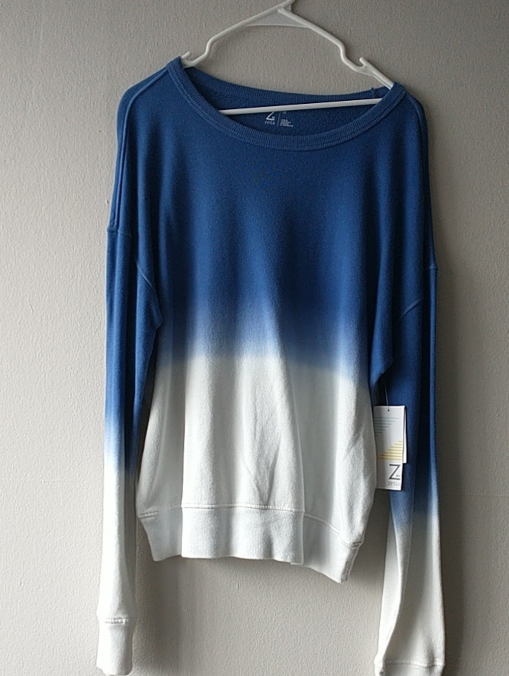 Zella Blue and White Ombre Crewneck Sweater